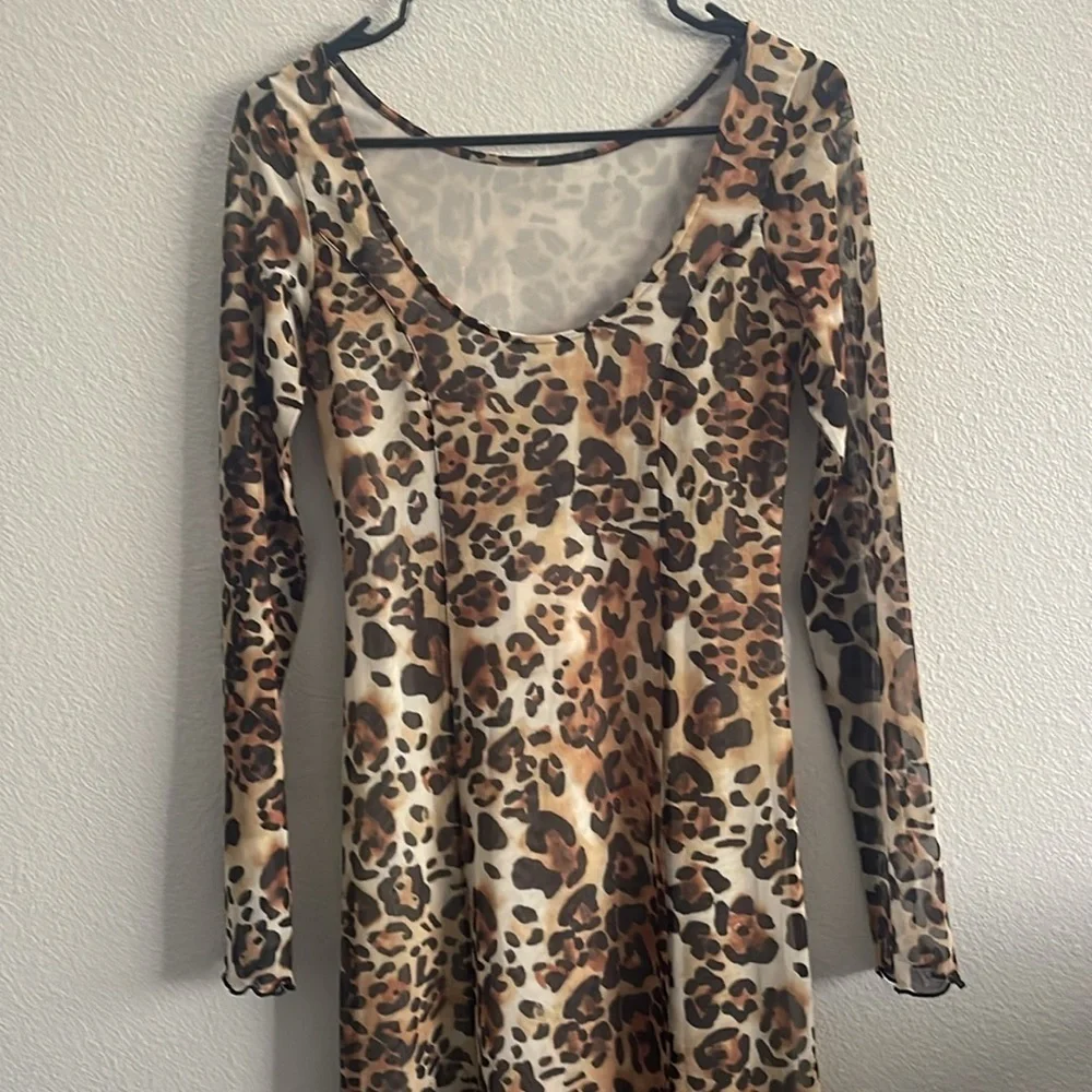 NWT Stockholm Atelier X Other Stories Leopard Bodycon Long Sleeve Dress Size 2 - Picture 8 of 10